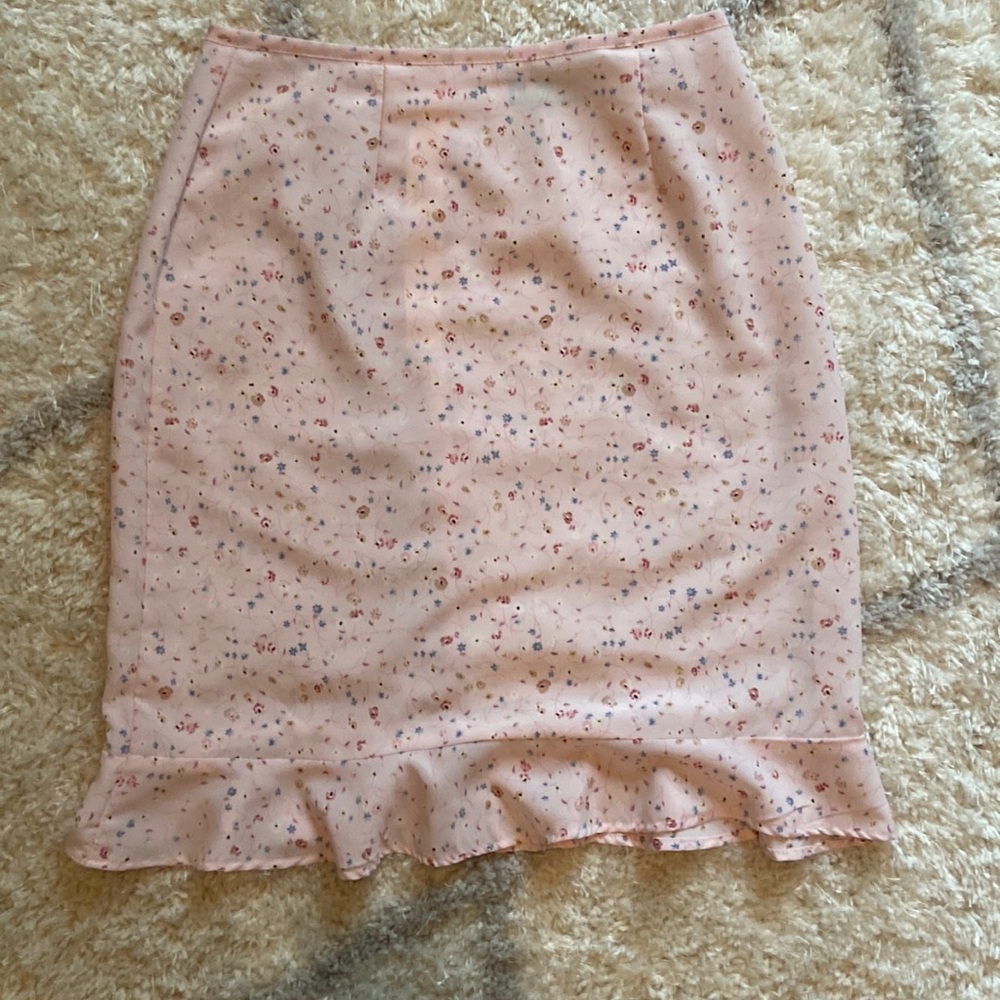 Pink floral skirt